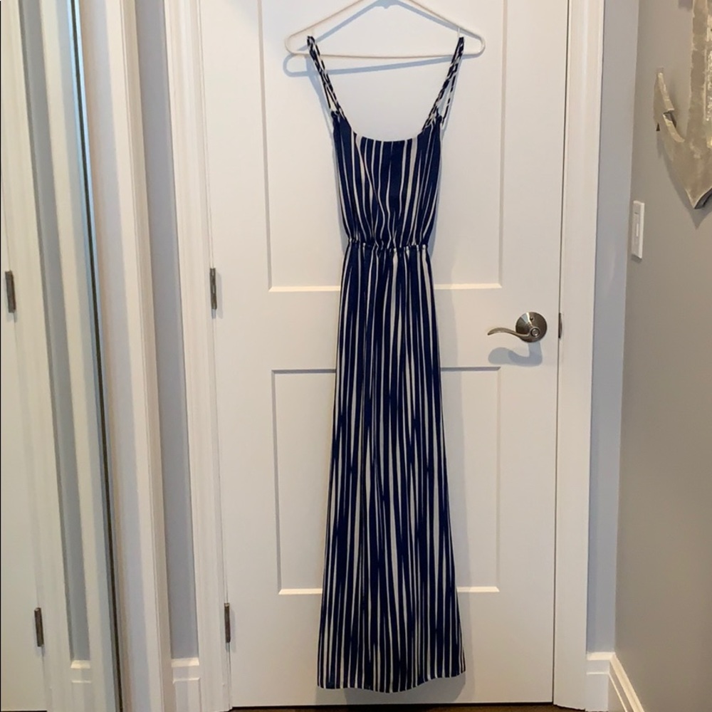 Blue and white stripe Banana Republic maxi dress